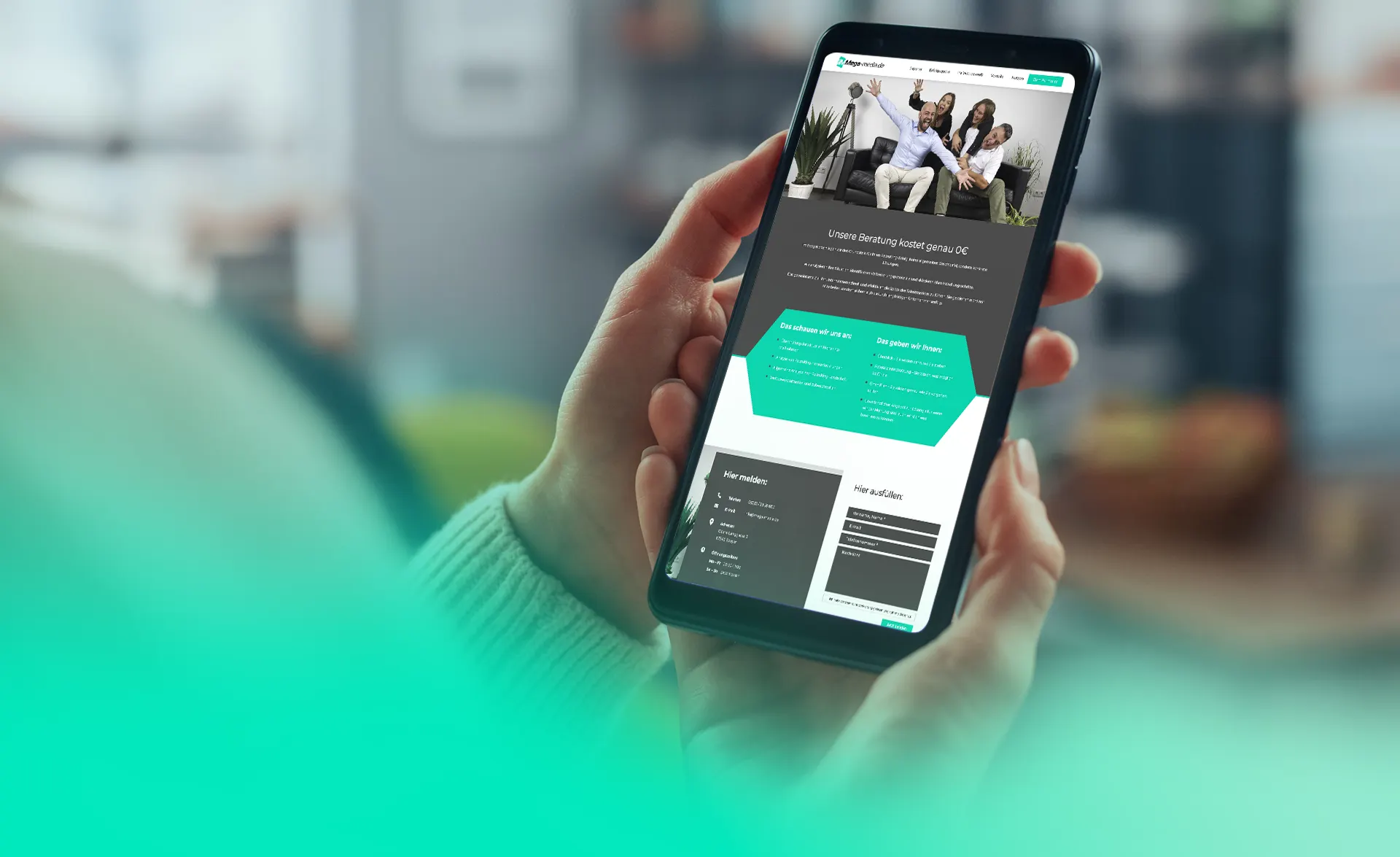 Recruiting landingpage Recruiting onepager auf Smartphone