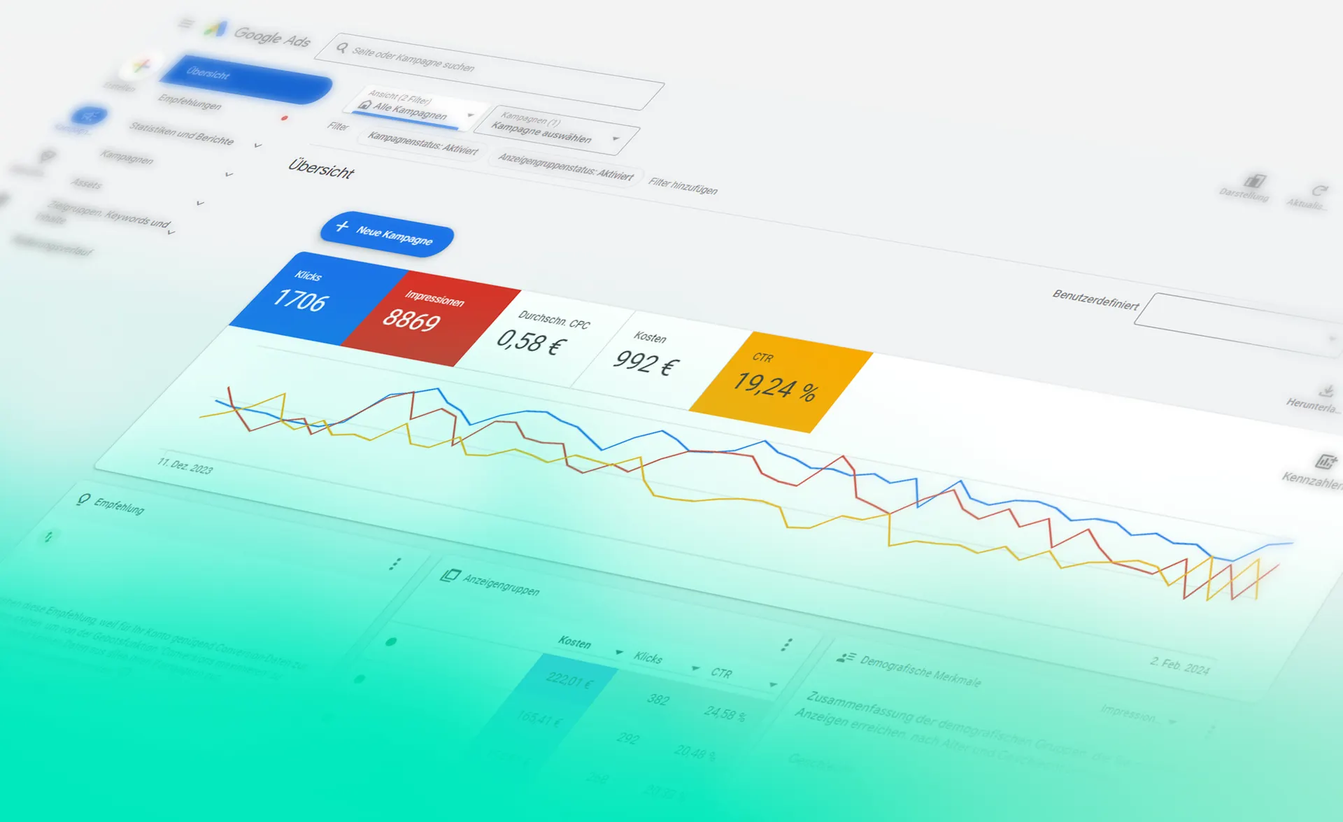 Suche über Suchmaschinen führt zu Google Ads Anzeigen